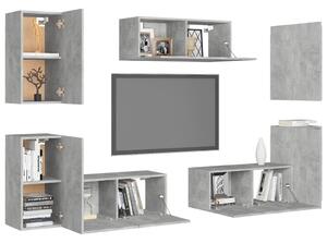 Set de dulapuri TV, 7 piese, gri beton, lemn prelucrat