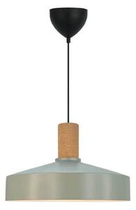Nordlux Lampă suspendată Elvas, verde praf, Ø 37 cm, metal/plută, reglabil, Verde, Camera de zi / sufragerie, Metal, Scandinavă