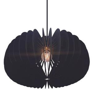 Nordlux Lampă suspendată Hazo, Ø 65 cm, negru, lemn, reglabil, Negru, Camera de zi / sufragerie, Lemn, Scandinavă