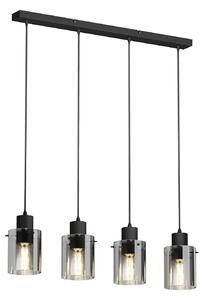 Lustră Pendul Lindby, Kourtney, reglabil, Negru, Camera de zi, Sticlă, Modern