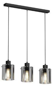 Lustră Pendul Lindby, Kourtney, reglabil, Negru, Camera de zi, Sticlă, Modern