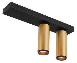 LOOM DESIGN Spot LED pentru tavan X-Beam, 2 becuri, negru/auriu, reglabil, Auriu / Alamă, Camera de zi / sufragerie, Aluminiu, Modern