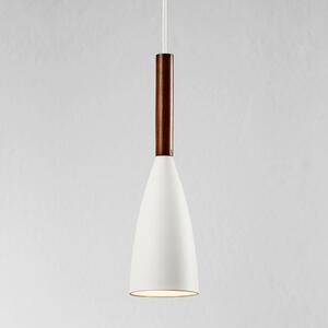 DFTP by Nordlux Lampă suspendată Pure cu element de lemn, alb, reglabil, Alb, Camera de zi / sufragerie, Metal, Modern