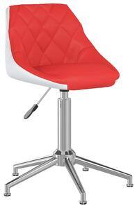 Scaun de birou pivotant, roșu și alb, piele ecologică