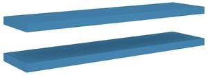 Rafturi perete suspendate 2 buc. albastru 90x23,5x3,8 cm MDF