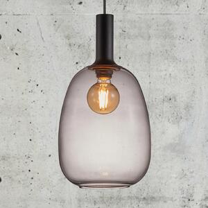Nordlux Lampă suspendată Alton abajur sticlă gri fum Ø23cm, reglabil, Negru, Camera de zi / sufragerie, Sticlă, Modern