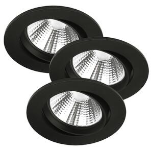Nordlux Spot LED încastr tavan Freemont 2700K 3 buc, negru, Negru, Camera de zi / sufragerie, Metal, Modern, Plafon încastrat