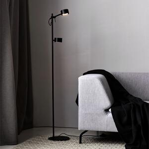 Nordlux Lampă de podea LED Clyde, 2 becuri, cu dimmer, reglabil, Negru, Camera de zi / sufragerie, Metal, Modern