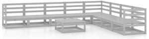 Set mobilier de grădină, 9 piese, gri, lemn masiv de pin