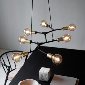 Nordlux Lampă suspendată Josefine pe negru, 7 becuri, reglabil, Negru, Camera de zi / sufragerie, Metal, Modern