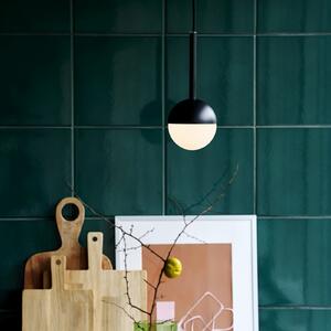 Nordlux Lampă suspendată Contina din sticlă, 1 bec, negru, reglabil, Negru, Bucătărie, Metal, Modern