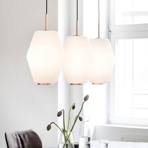 Northern Lampă suspendată Dahl din alamă mată, reglabil, Alb, Camera de zi / sufragerie, Sticlă, Design