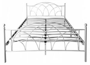 Cadru pat metalic Lotti cu grilaj cadou, in mai multe dimensiuni si culori-160x200 cm-alb