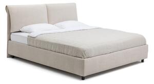 Pat matrimonial bej tapițat cu spațiu de depozitare cu somieră 160x200 cm Myra Pillow – Bonami Selection