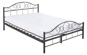Cadru pat metalic Mimi cu grilaj cadou, in mai multe dimensiuni si culori-negru-140x200cm