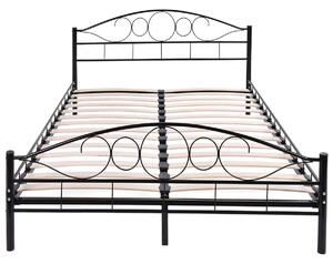 Cadru pat metalic Mimi cu grilaj cadou, in mai multe dimensiuni si culori-negru-160x200cm