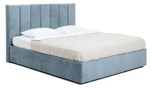 Pat matrimonial albastru tapițat cu spațiu de depozitare cu somieră 180x200 cm Thessa Bold Line – Bonami Selection