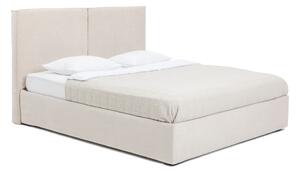 Pat matrimonial bej tapițat cu spațiu de depozitare cu somieră 160x200 cm Thessa Bold – Bonami Selection