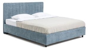 Pat matrimonial albastru tapițat cu spațiu de depozitare cu somieră 160x200 cm Myra Slim Line – Bonami Selection