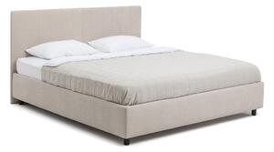Pat matrimonial bej tapițat cu spațiu de depozitare cu somieră 160x200 cm Myra Slim Line – Bonami Selection