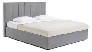 Pat matrimonial gri tapițat cu spațiu de depozitare cu somieră 180x200 cm Thessa Bold Line – Bonami Selection