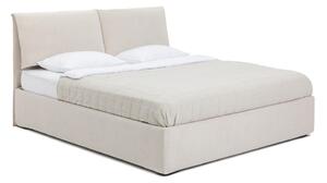 Pat matrimonial bej tapițat cu spațiu de depozitare cu somieră 160x200 cm Thessa Pillow – Bonami Selection