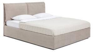 Pat matrimonial taupe tapițat cu spațiu de depozitare cu somieră 160x200 cm Thessa Pillow – Bonami Selection