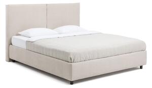 Pat matrimonial bej tapițat cu spațiu de depozitare cu somieră 160x200 cm Myra Bold – Bonami Selection