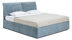 Pat matrimonial albastru tapițat cu spațiu de depozitare cu somieră 180x200 cm Thessa Pillow – Bonami Selection