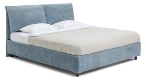 Pat matrimonial albastru tapițat cu spațiu de depozitare cu somieră 160x200 cm Myra Pillow – Bonami Selection