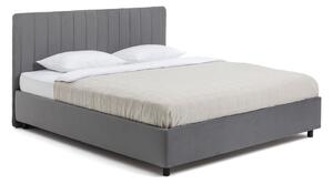 Pat matrimonial gri tapițat cu spațiu de depozitare cu somieră 180x200 cm Myra Slim Line – Bonami Selection