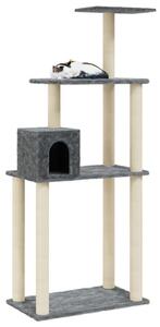 Ansamblu pisici cu stâlpi din funie de sisal, gri închis 147 cm
