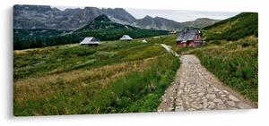 Tablou - Peisaj montan cu case (120x50 cm)