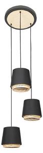 Lustră Pendul Lindby, Ananya, reglabil, Negru, Camera de zi, Metal, Casă de țară / Rustic