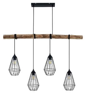 Lustră Pendul Lindby, Eldarion, reglabil, Lemn, Camera de zi, Metal, Modern