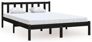 Cadru de pat, negru, 140x200 cm, lemn de pin masiv