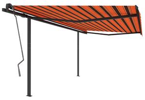 Copertină retractabilă manual cu stâlpi, portocaliu/maro 4x3 m