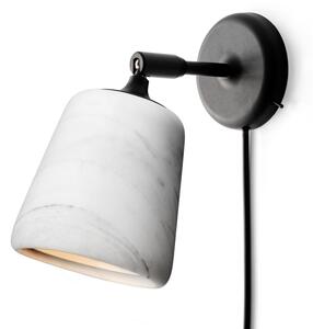 New Works – Aplică de perete „Material”, alb, marmură, cu priză, reglabil, Alb, Camera de zi / sufragerie, Piatră, Design