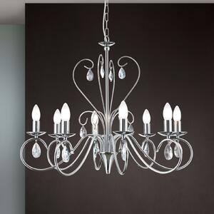 ORION Candelabru Alessia cu 8 becuri, sticlă cristal, crom, reglabil, Metalic, Camera de zi / sufragerie, Metal