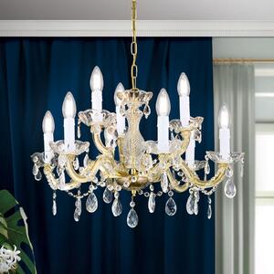 ORION Candelabru Marie Claire din cristal cu 9 becuri, reglabil, Auriu / Alamă, Camera de zi / sufragerie, Metal