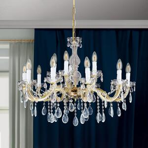 ORION Candelabru Marie Claire din cristal cu 15 flăcări, reglabil, Auriu / Alamă, Camera de zi / sufragerie, Metal