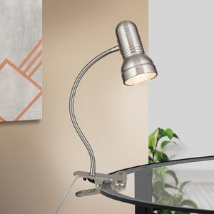 ORION Lampă cu clemă Samala satinată, Gri, Studiu / Birou, Metal, Modern