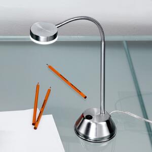 ORION Lampa de masă LED Mira, nichel satinat, Gri, Camera de zi / sufragerie, Metal, Modern