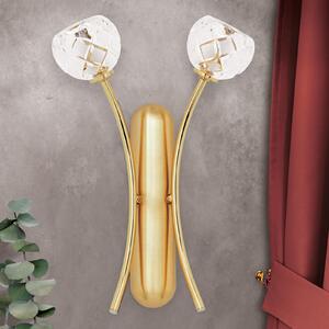ORION Aplică perete cristale plumb Maderno, auriu, 2 bec, reglabil, Auriu / Alamă, Camera de zi / sufragerie, Metal, Modern