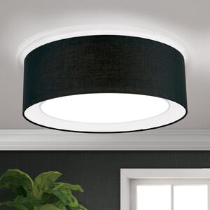 ORION Plafonieră rotundă textilă Antoni pe negru, reglabil, Negru, Camera de zi / sufragerie, Țesătură / Textil, Modern