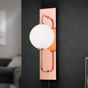ORION Aplică perete LED Pipes cu sferă de sticlă, cupru, reglabil, Cupru, Camera de zi / sufragerie, Metal, Modern