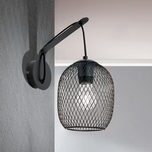 ORION Aplică de perete Georgina cu abajur colivie, reglabil, Negru, Camera de zi / sufragerie, Metal, Modern