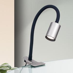ORION Lampă LED cu clemă Kurt nichel mat, Gri, Studiu / Birou, Metal, Modern