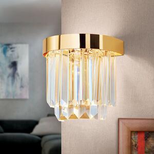 ORION Aplică perete LED Prism cu Up-/Downlight, auriu, reglabil, Auriu / Alamă, Camera de zi / sufragerie, Cristal