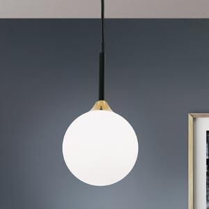 ORION Lampă suspendată Snowwhite, 1 bec, negru, reglabil, Alb, Camera de zi / sufragerie, Sticlă, Modern
